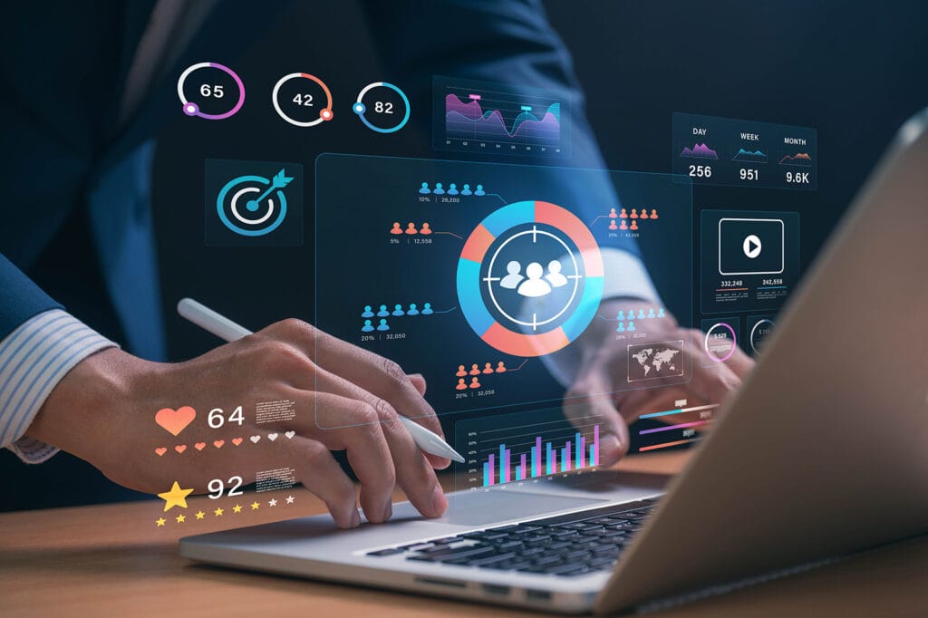A computer user using SEO with AI assistance