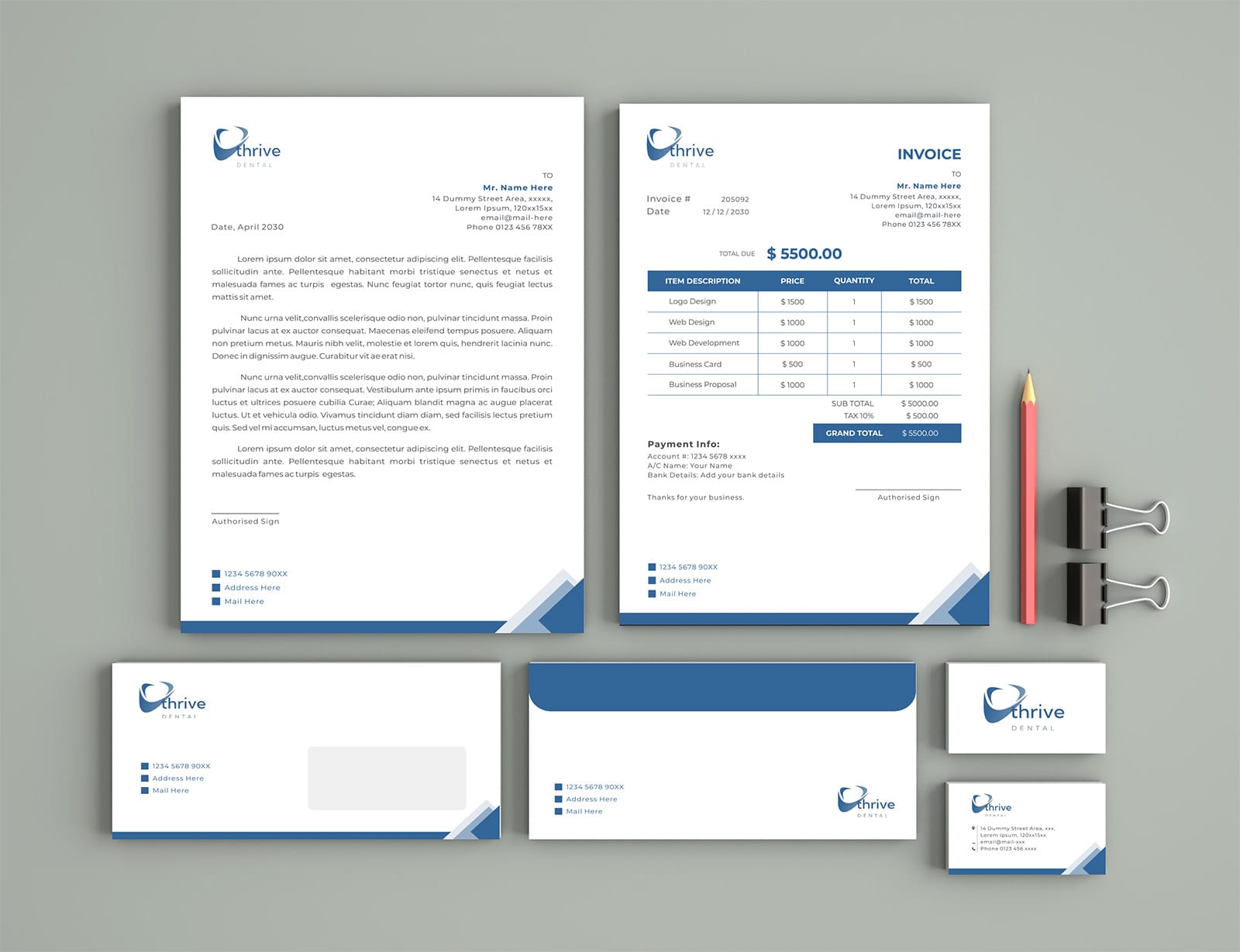 Thrive Dental stationery