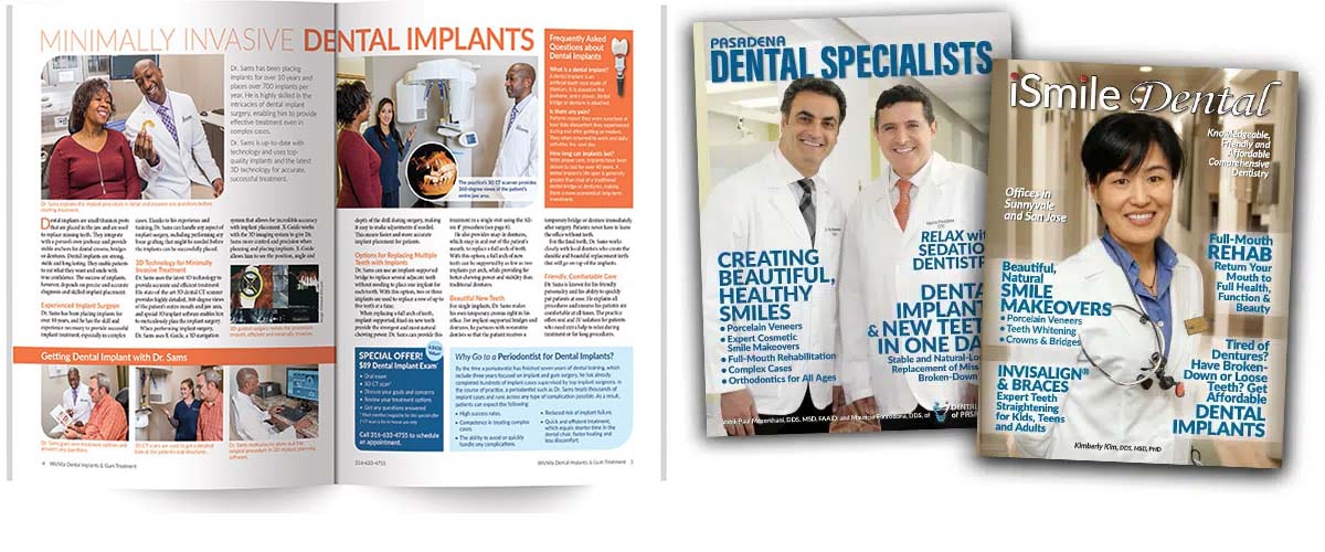 Example marketing pieces produced by Gilleard Dental Marketing for Prosthodontist marketing