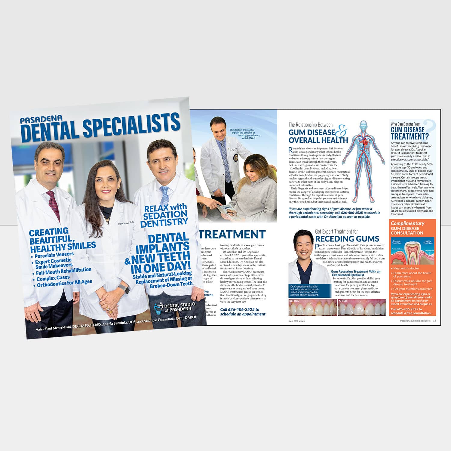 Dr. Meserkhani Pasadena Dentist magazine and sample page