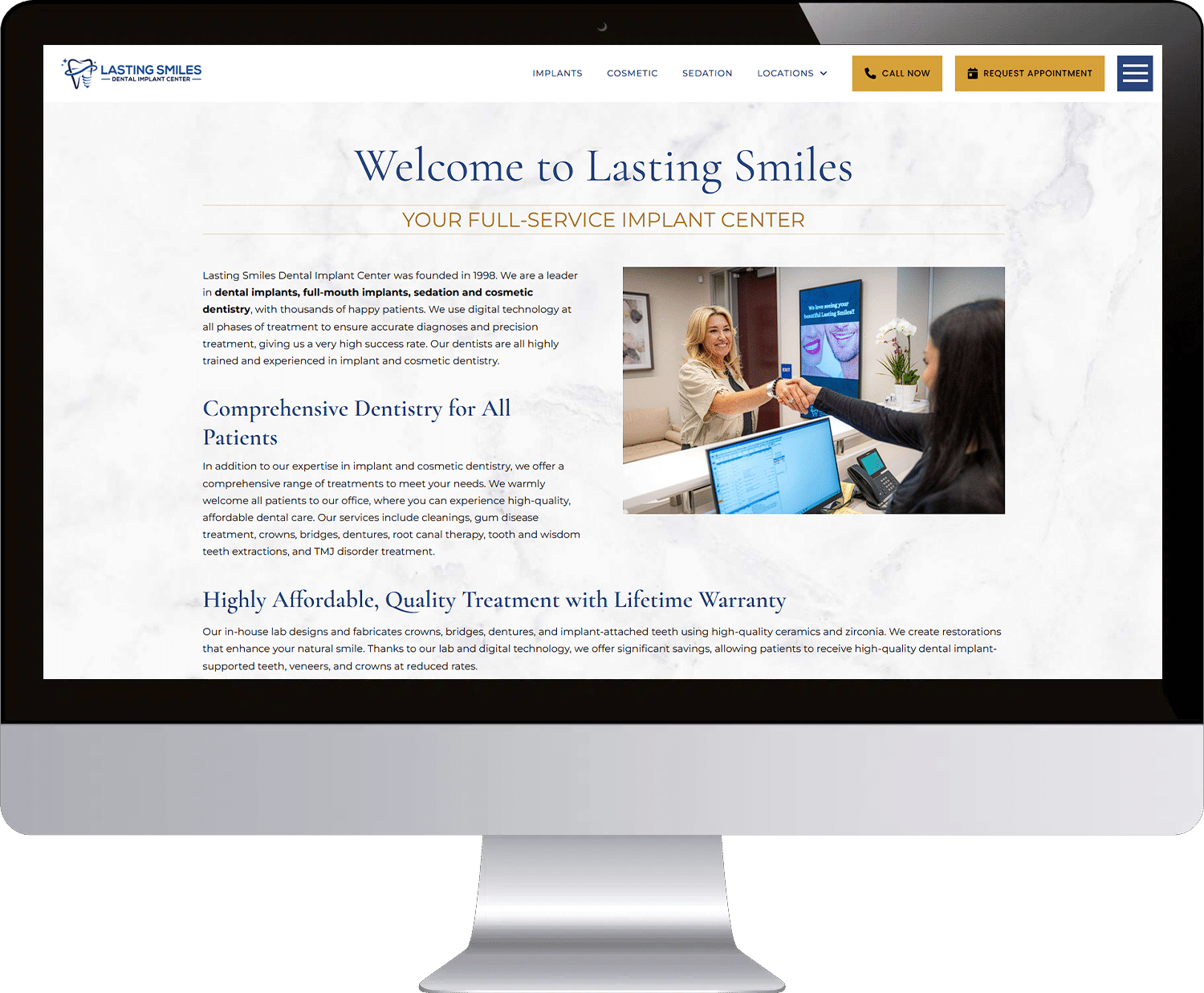 Winterset Dentistry Website in Monitor