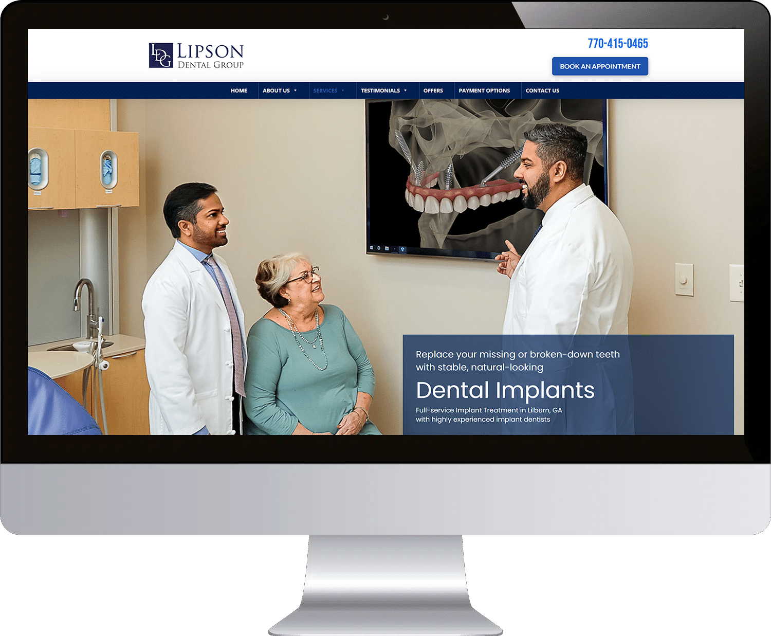 Winterset Dentistry Website in Monitor