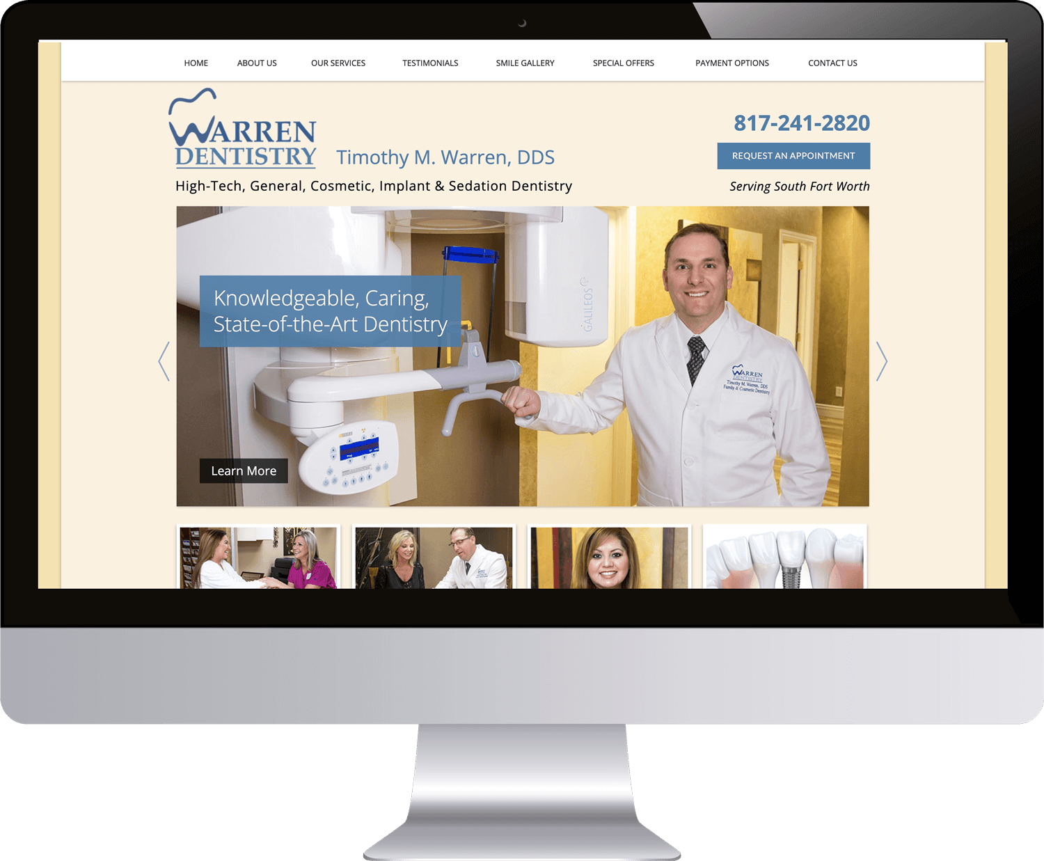 Warren Dentistry Website in Monitor